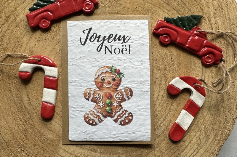 Carte à planter Joyeux Noël - Gingerbread