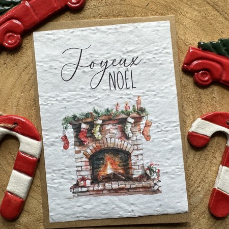 Carte à planter Joyeux Noël - Cheminée