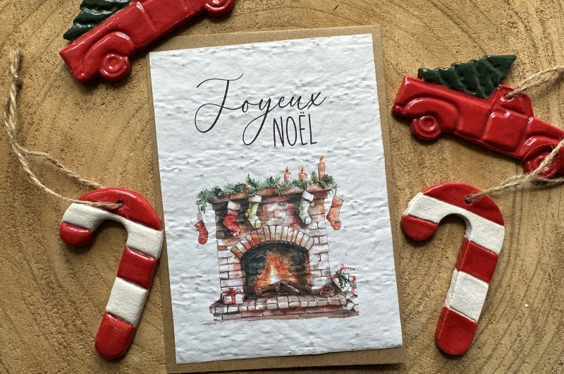 Carte à planter Joyeux Noël - Cheminée