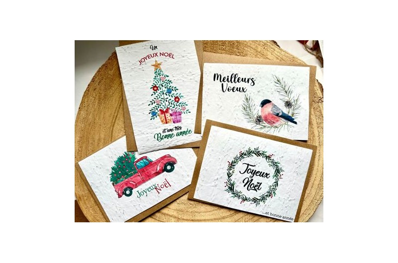 Lot de 20 Cartes de voeux à planter Noël