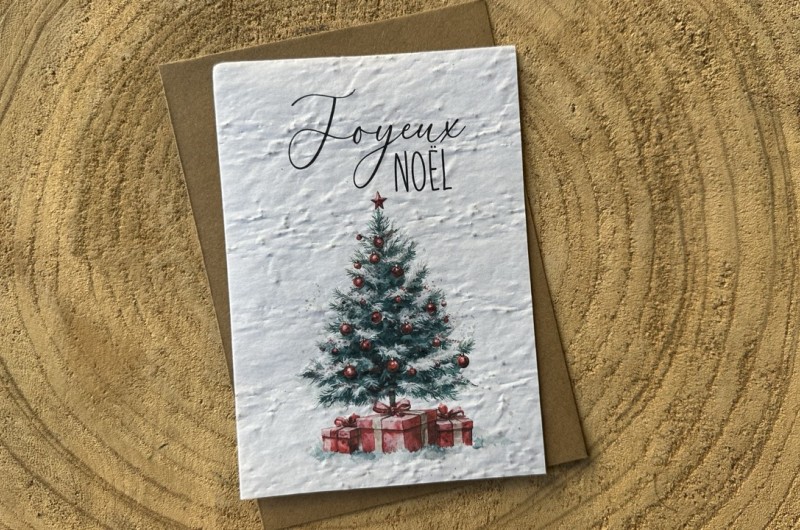 Carte à planter Joyeux Noël - Sapin Rouge