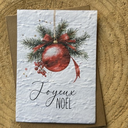 Carte à planter Joyeux Noël - Boule Rouge